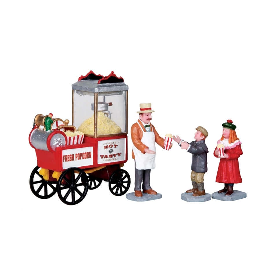 lemax-popcorn-seller-set-de-4-figurines-village-de-no-l image 1