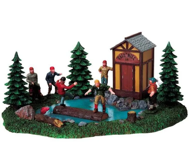 lemax-log-rollin-break-figurines-b-cherons-pause-miniature image 1