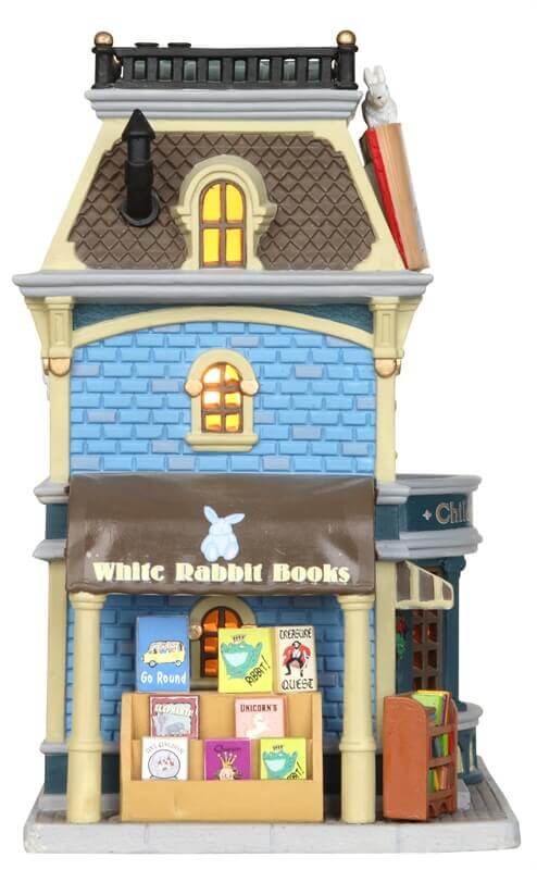 lemax-white-rabbit-book-store-librairie-miniature-lumineuse-village-de-no-l image 2