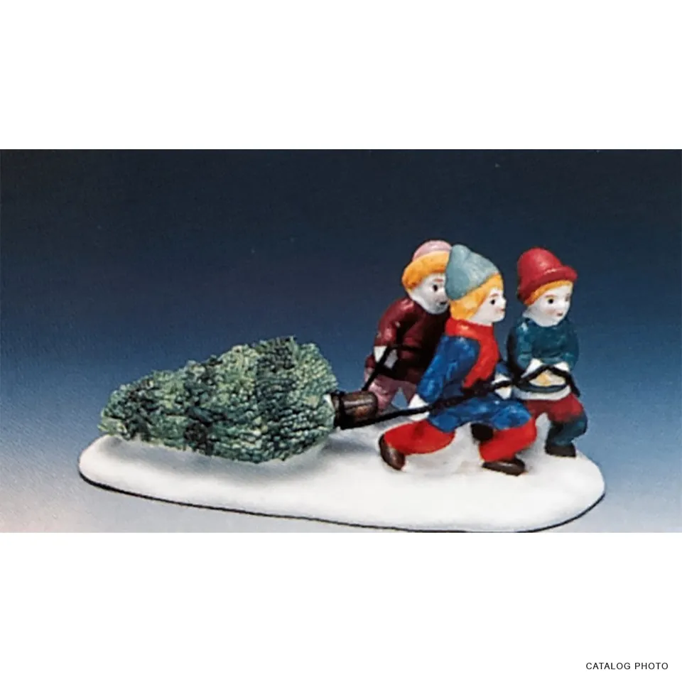 lemax-children-dragging-tree-figurine-village-de-no-l image 1