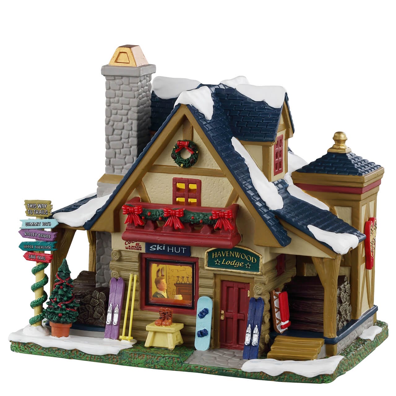 lemax-havenwood-lodge-vail-village-chalet-miniature-lumineux-ski image 4