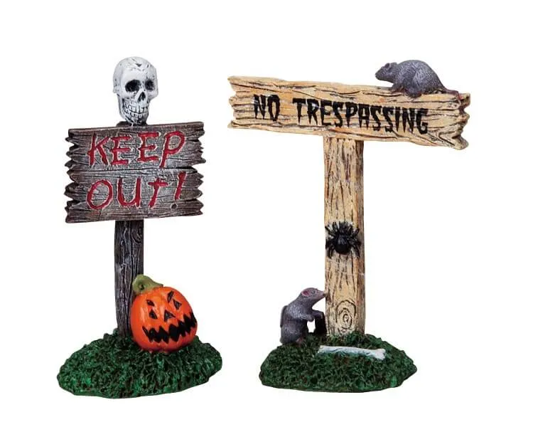 lemax-scary-signs-panneaux-miniatures-spooky-town-halloween image 1