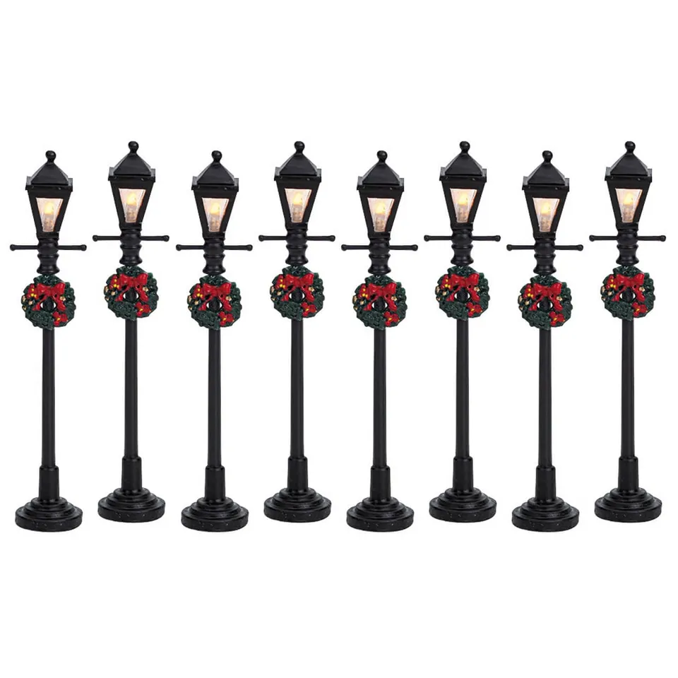 lemax-gas-lantern-street-lamp-set-of-8-lot-8-r-verb-res-miniatures image 1