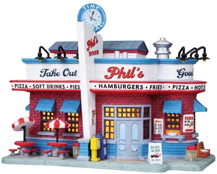lemax-phil-s-diner-b-timent-diner-am-ricain-miniature-lumineux-village-de-no-l image 1