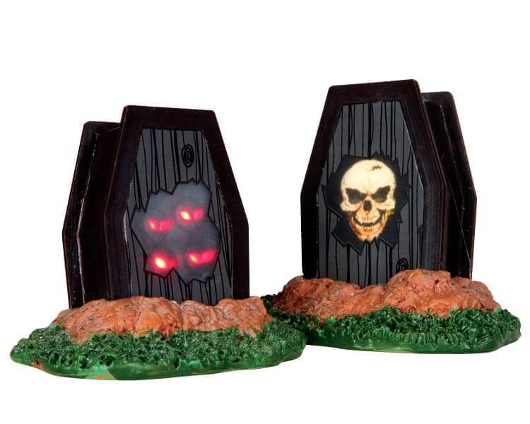 lemax-light-up-coffins-spooky-town-cercueils-lumineux-halloween image 2