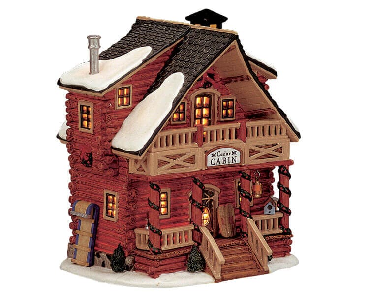 lemax-cedar-cabin-cabane-en-c-dre-miniature-lumineuse image 1