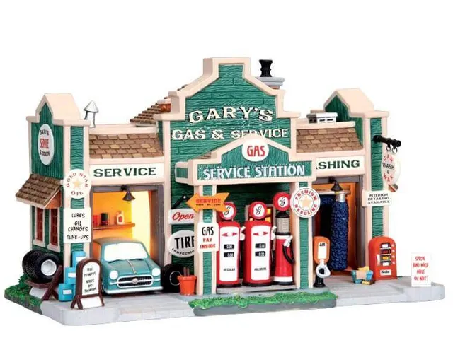 lemax-gary-s-gas-service-station-miniature-lumineuse image 1