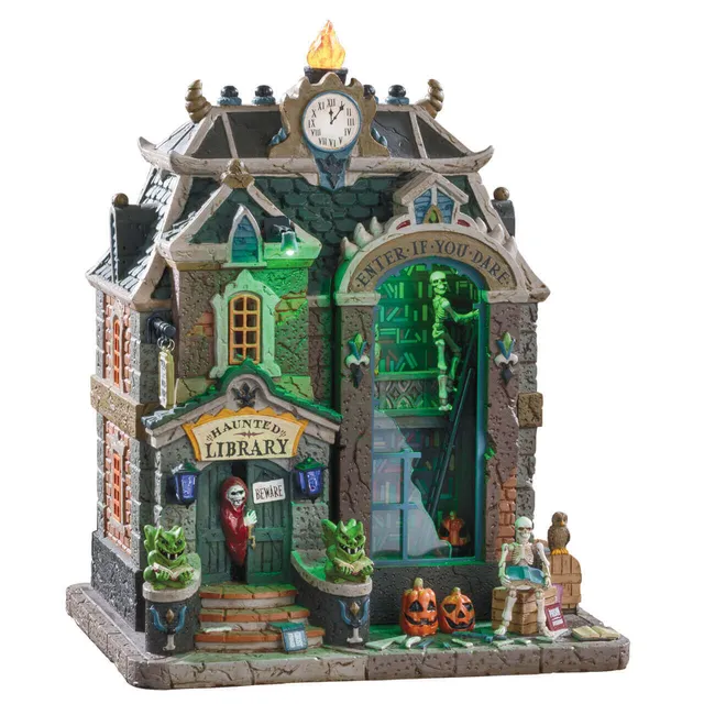 lemax-haunted-library-biblioth-que-hant-e-lumineuse image 1