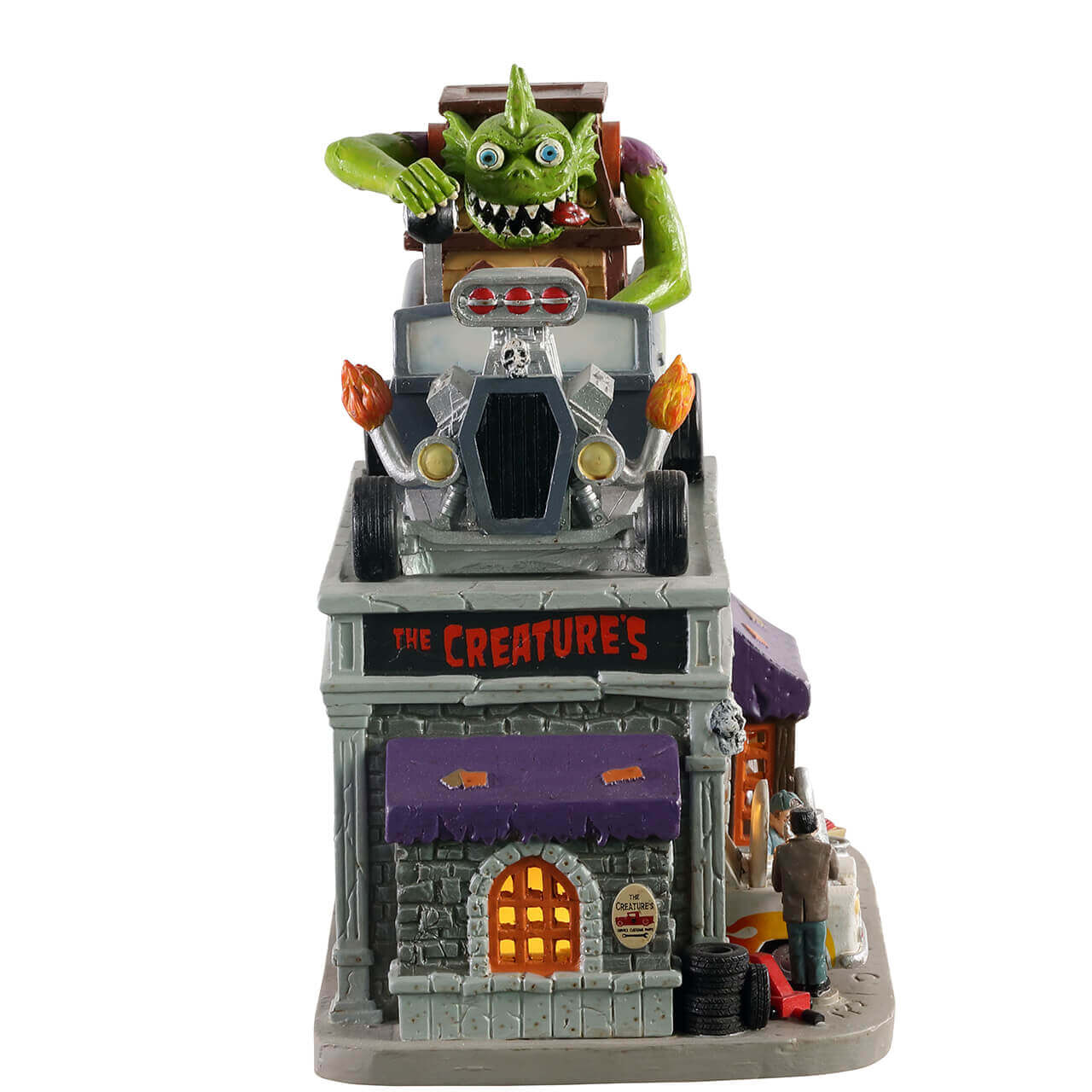 lemax-the-creature-s-custom-hot-rod-shop-b-timent-spooky-town-lumineux image 2
