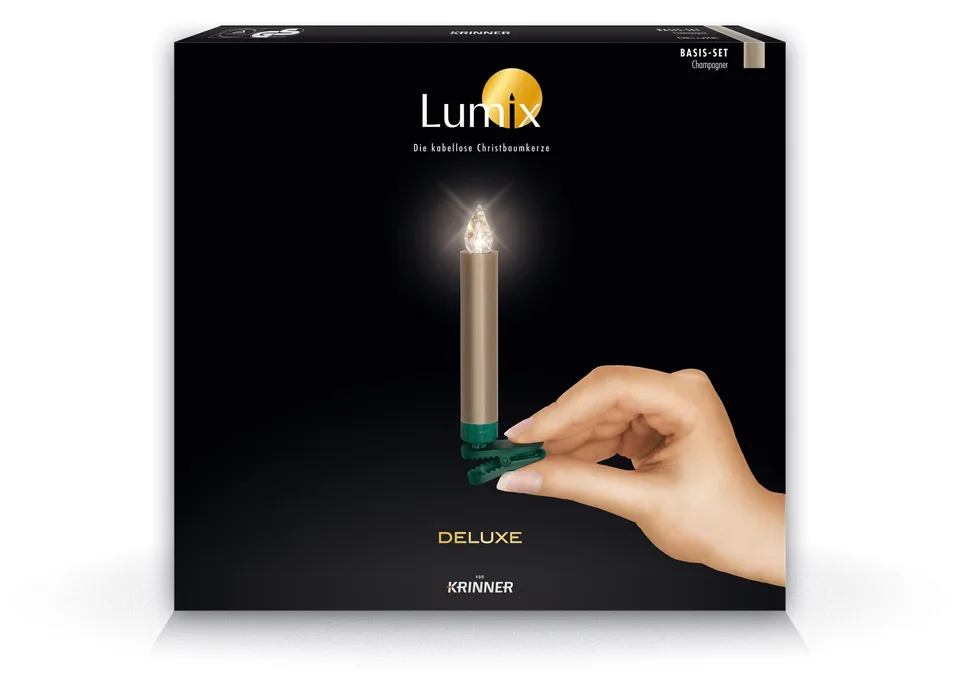 krinner-lumix-deluxe-champagne-base-set-10-bougies-led-t-l-commande image 1
