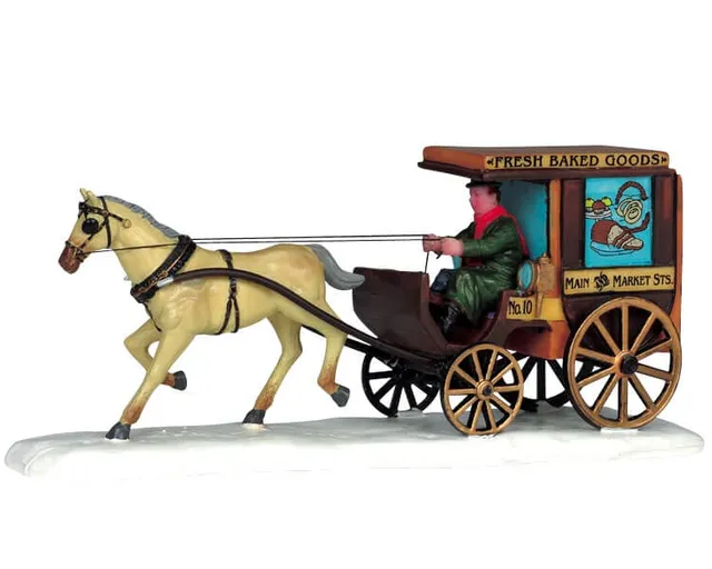 lemax-baker-s-wagon-chariot-de-boulanger-miniature-pour-village-de-no-l image 1
