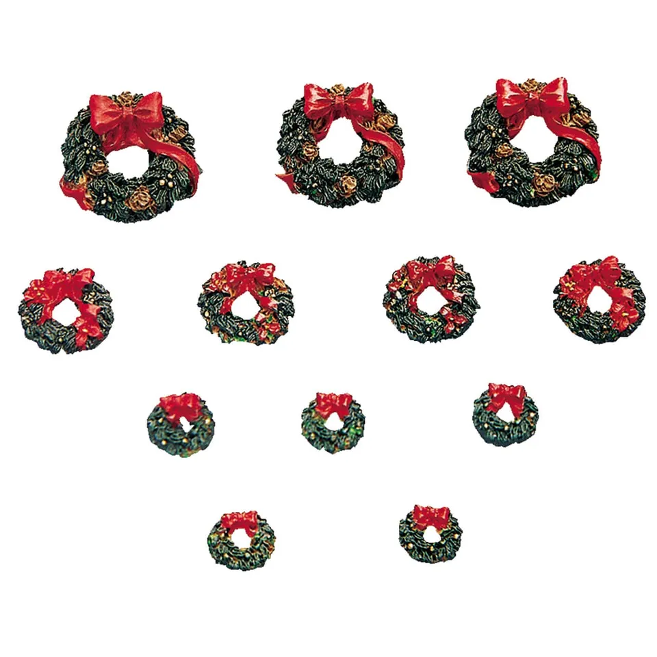 lemax-wreaths-with-red-bow-set-of-12-couronnes-n-ud-rouge image 1