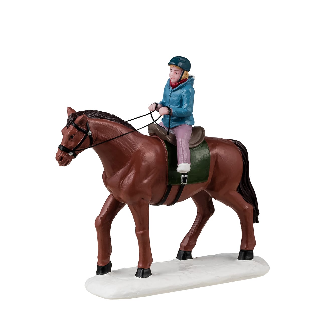 lemax-practice-trails-figurine-miniature-cavali-re-cheval-vail-village image 1