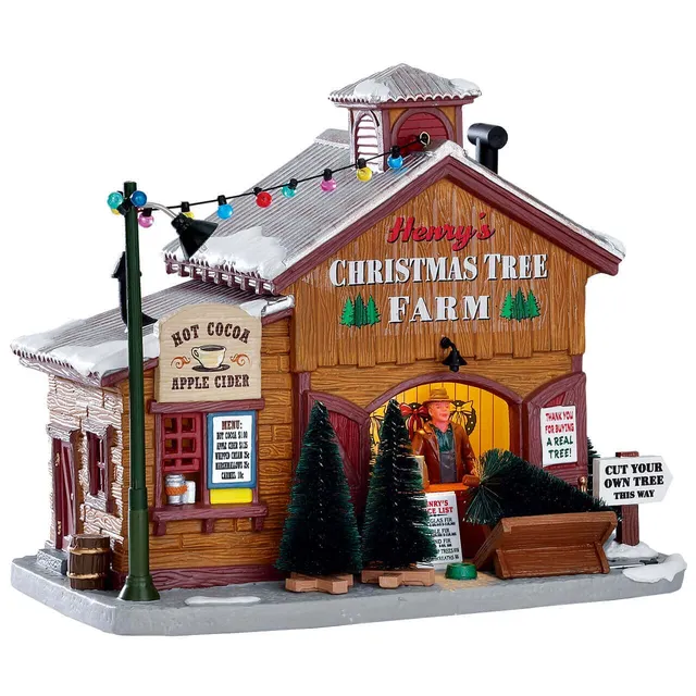 lemax-henrys-christmas-tree-farm-sapin-et-ferme-miniature-lumineuse image 1
