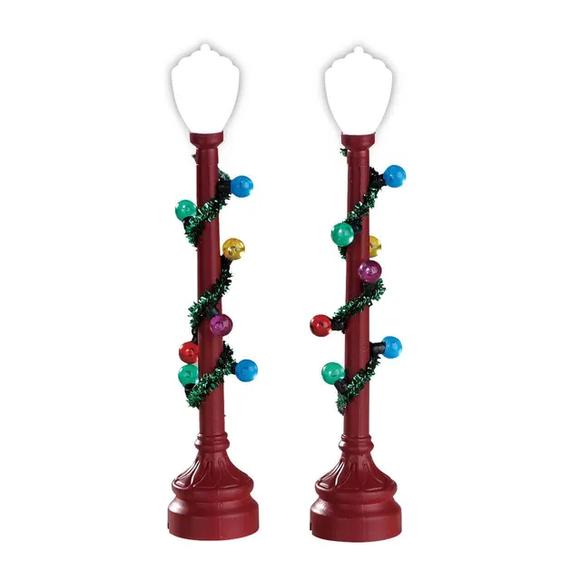 lemax-red-globe-street-lamp-lampadaire-miniature-village-de-no-l image 1