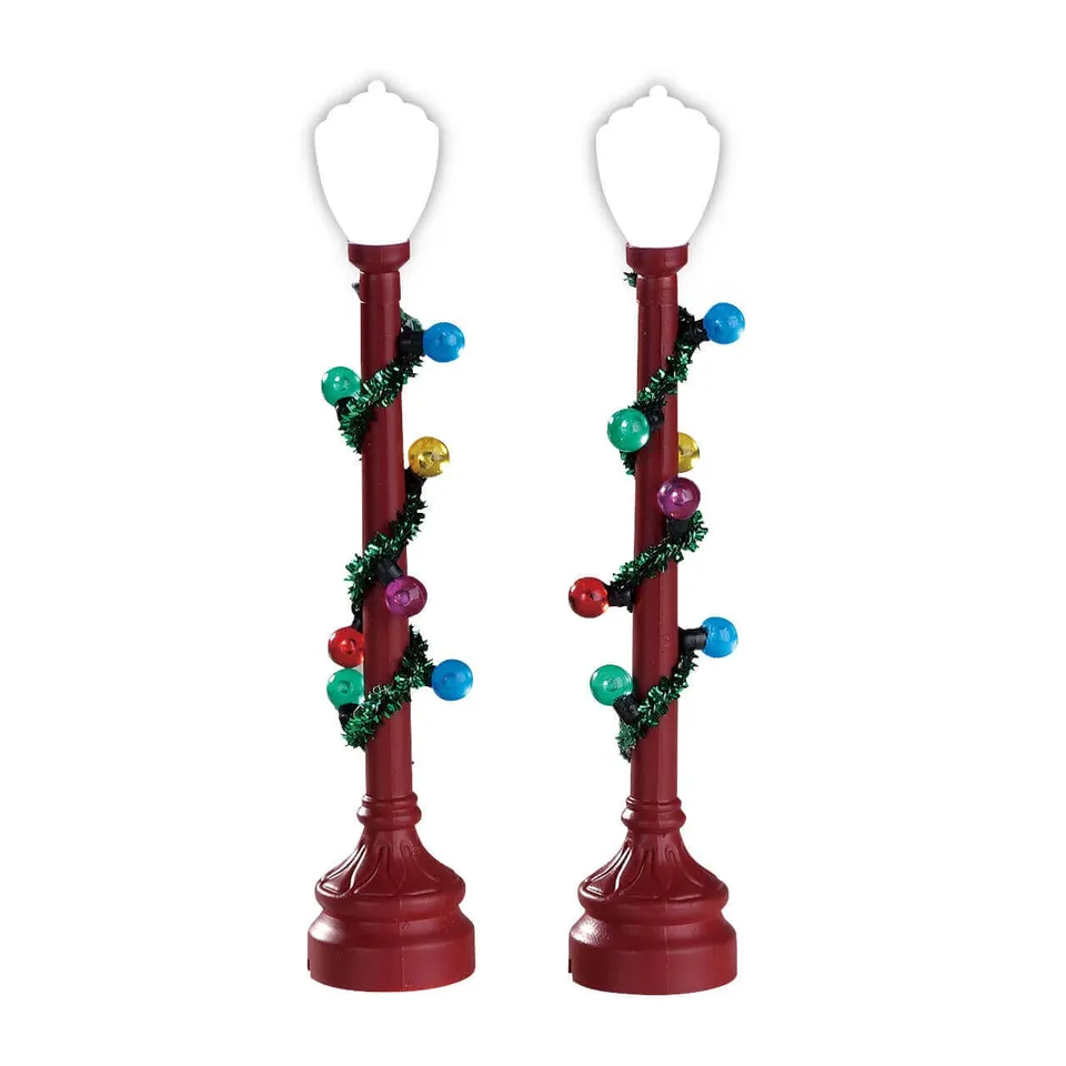 lemax-red-globe-street-lamp-lampadaire-miniature-village-de-no-l image 1