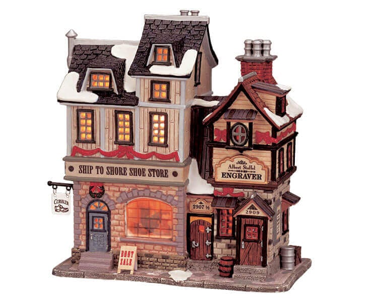 lemax-ship-to-shore-shoe-store-engraver-boutique-miniature-village-de-no-l image 1