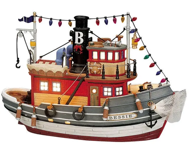 lemax-bessie-tug-boat-bateau-remorqueur-miniature-village-de-no-l image 1