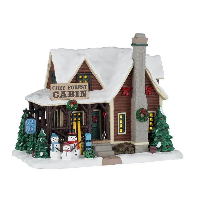 lemax-cozy-forest-cabin-cabane-foret-enneigee-vail-village image 1