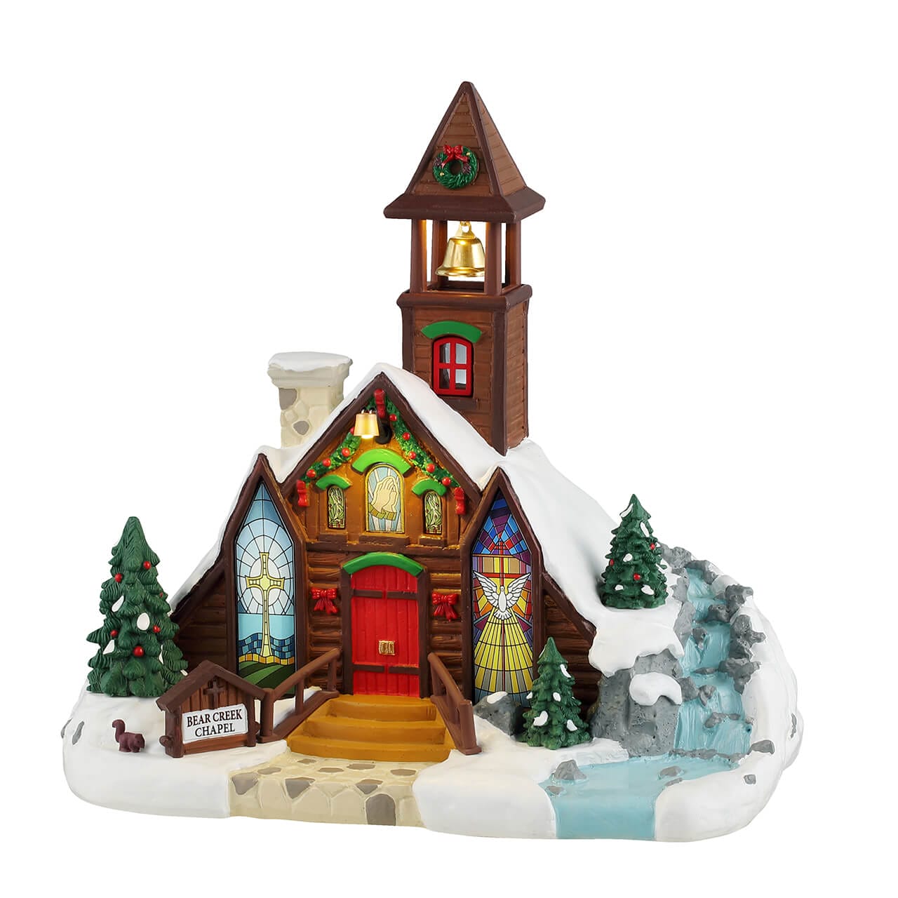 lemax-bear-creek-chapel-glise-miniature-lumineuse-vail-village image 1