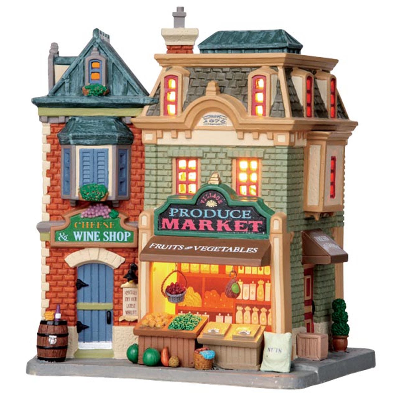 lemax-village-produce-market-march-miniature-lumineux-village-de-no-l image 1