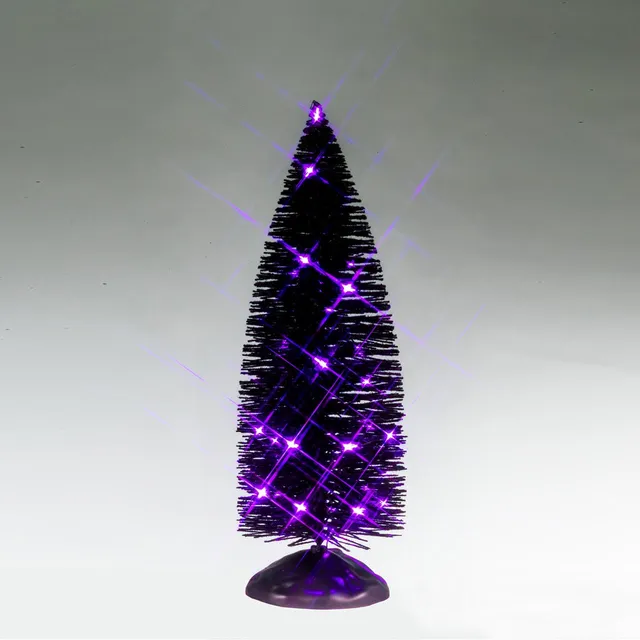 lemax-black-bristle-tree-with-purple-lights-sapin-noir-lumineux-halloween image 1