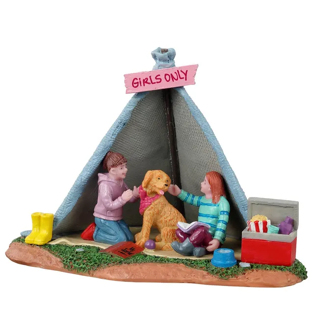 lemax-girls-backyard-camping-figurines-camping-tente-girls-only image 1