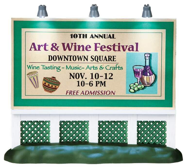 lemax-art-wine-festival-billboard-panneau-accessoire-village-miniature image 1