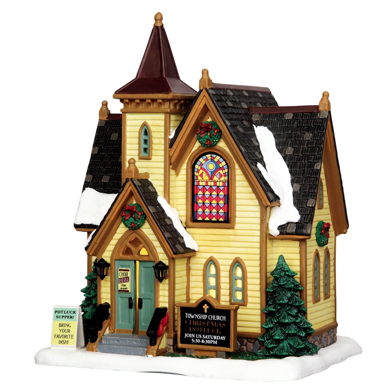 lemax-church-potluck-supper-village-miniature-lumineux image 1