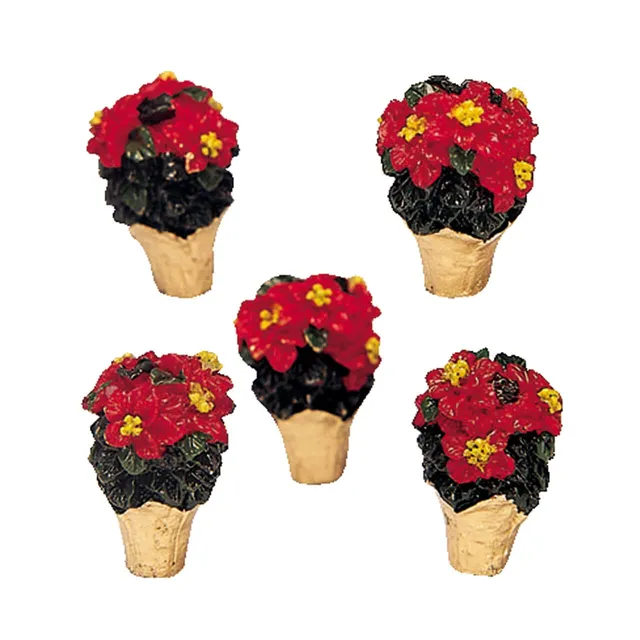lemax-poinsettias-set-of-5-accessoires-poinsettias-miniatures image 1