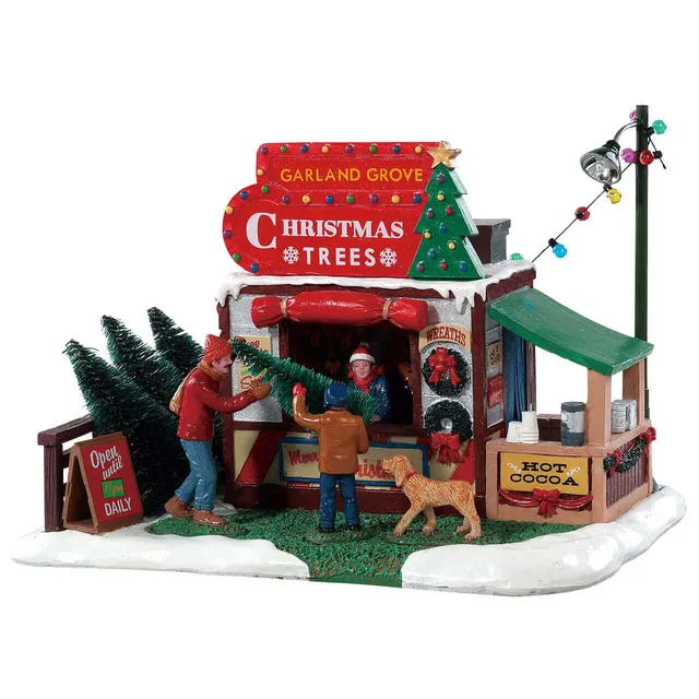 lemax-garland-grove-tree-lot-stand-sapins-de-no-l-miniature image 1