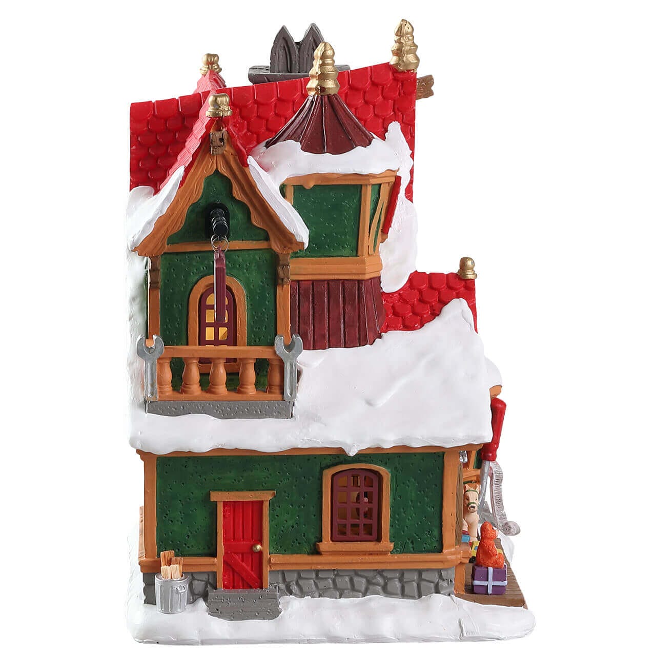 lemax-the-elf-workshop-b-timent-lumineux-atelier-des-elfes-vert-et-rouge image 3