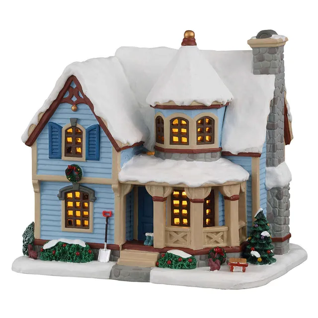 lemax-snow-day-at-the-wilson-s-house-maison-bleue-enneig-e-lumineuse image 1