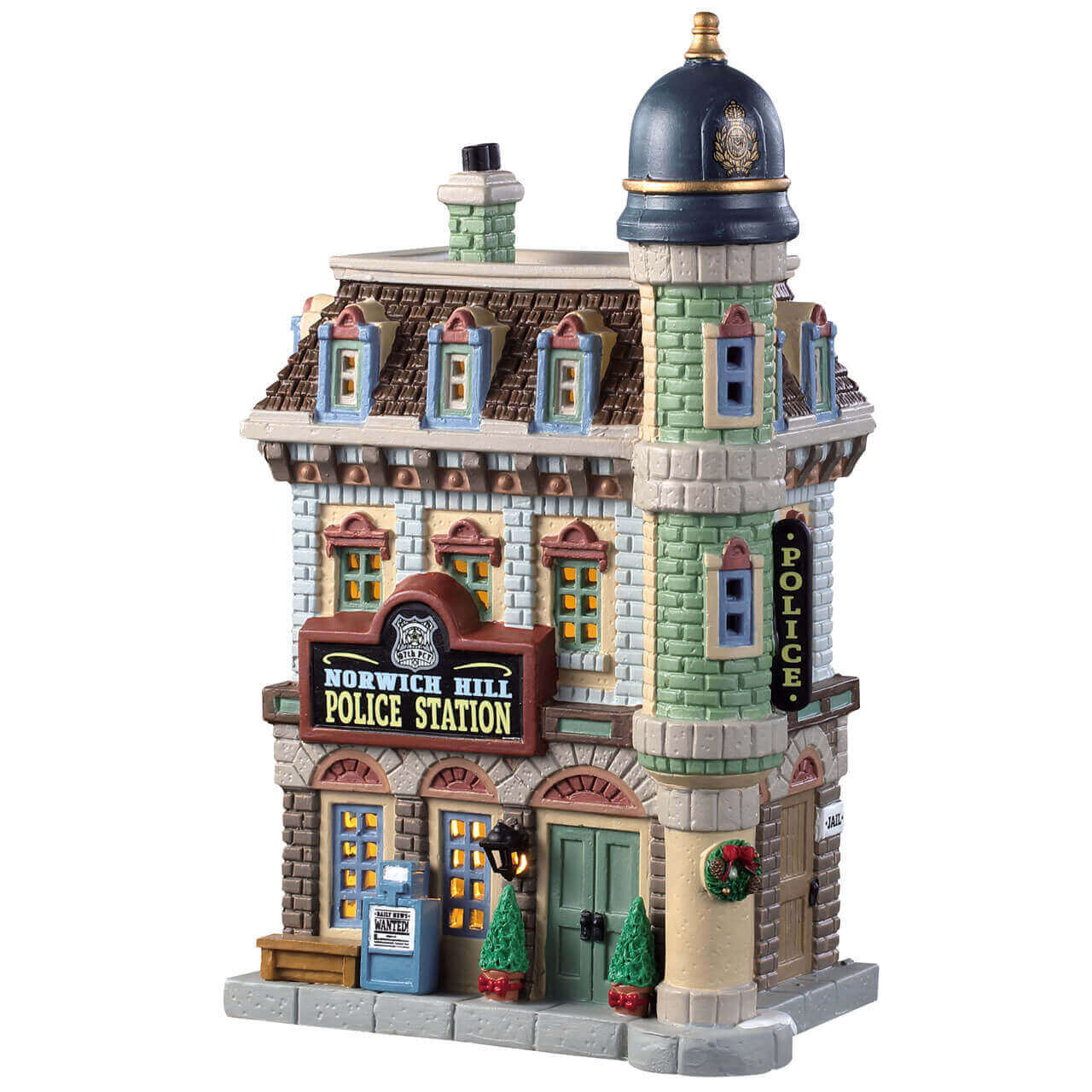 lemax-norwich-police-station-poste-de-police-miniature-lumineux image 1