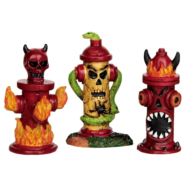 lemax-hellfire-hydrants-set-of-3-spooky-town-bouches-incendie-miniatures image 1