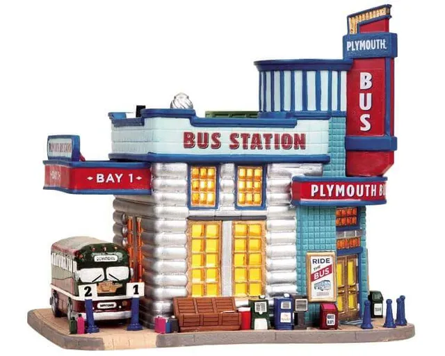 lemax-plymouth-bus-station-gare-routi-re-miniature-lumineuse image 1