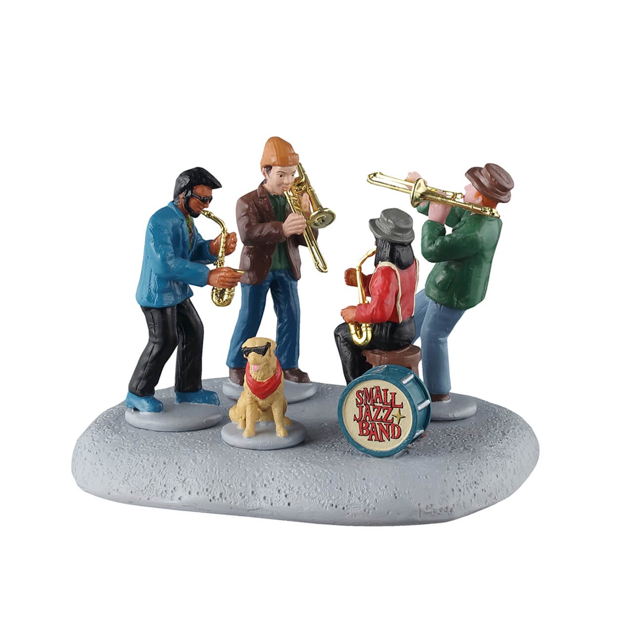 lemax-small-jazz-band-figurines-quatuor-jazz-caddington-avec-chien image 1