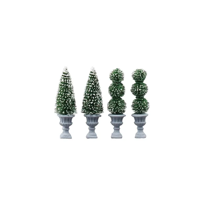 lemax-cone-shaped-sculpted-topiaries-set-of-4-topiaires-miniatures image 1
