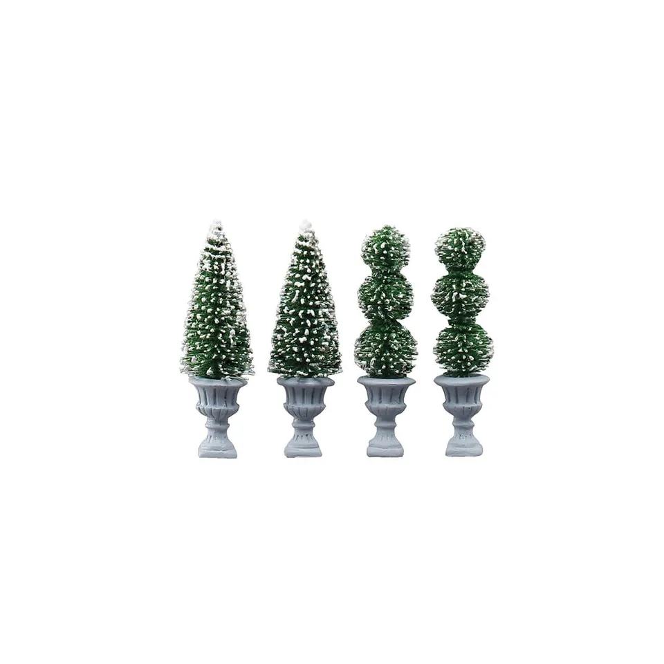 lemax-cone-shaped-sculpted-topiaries-set-of-4-topiaires-miniatures image 1