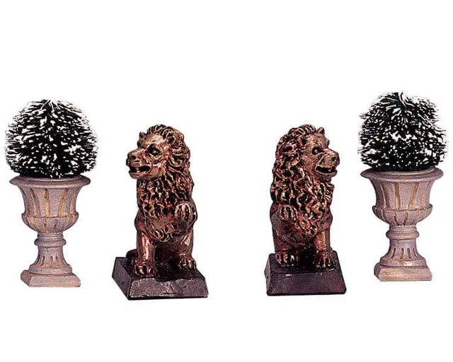 lemax-lion-statue-decorative-vase-d-cor-jardin-miniature image 1