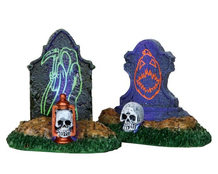lemax-backlit-tombstones-tombes-r-tro-clair-es-spooky-town image 1