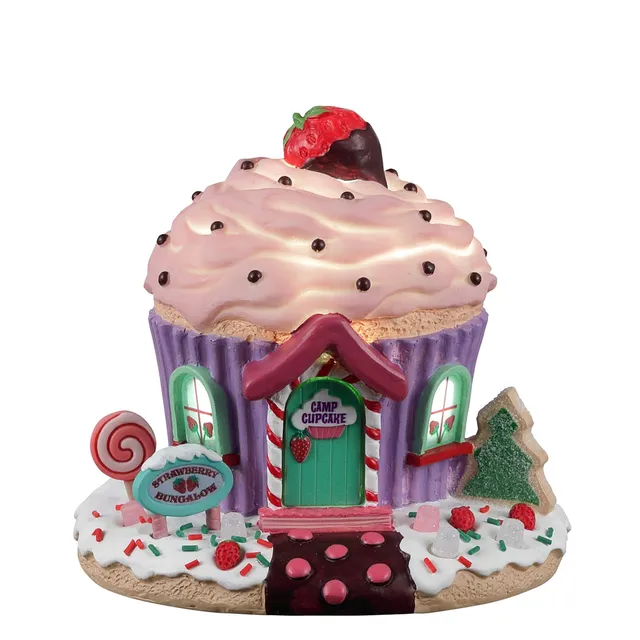 lemax-strawberry-bungalow-maison-camp-cupcake-lumineuse image 1