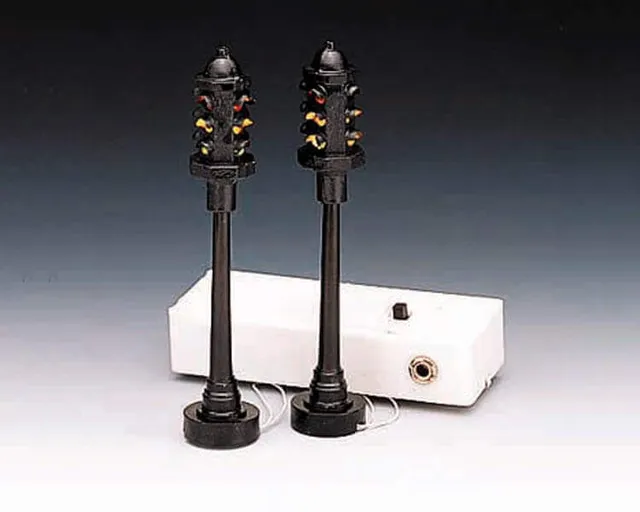 lemax-flashing-stop-light-set-de-2-feux-tricolores-miniatures-clignotants image 1