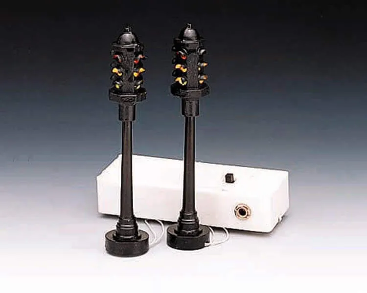 lemax-flashing-stop-light-set-de-2-feux-tricolores-miniatures-clignotants image 1