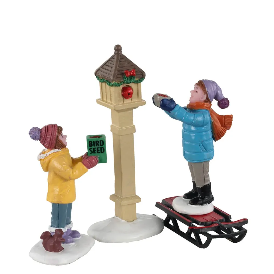 lemax-the-bird-feeders-figurine-enfants-et-mangeoire-oiseaux-village-de-no-l image 1