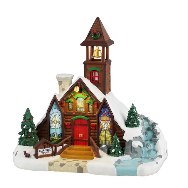 lemax-bear-creek-chapel-glise-miniature-lumineuse-vail-village image 1