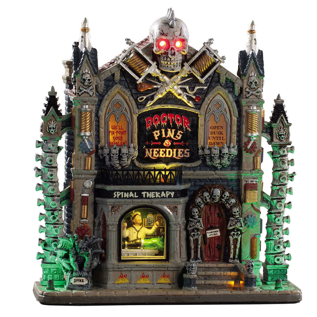 lemax-spooky-town-doctor-pins-needles-b-timent-docteur-fou-lumineux image 1