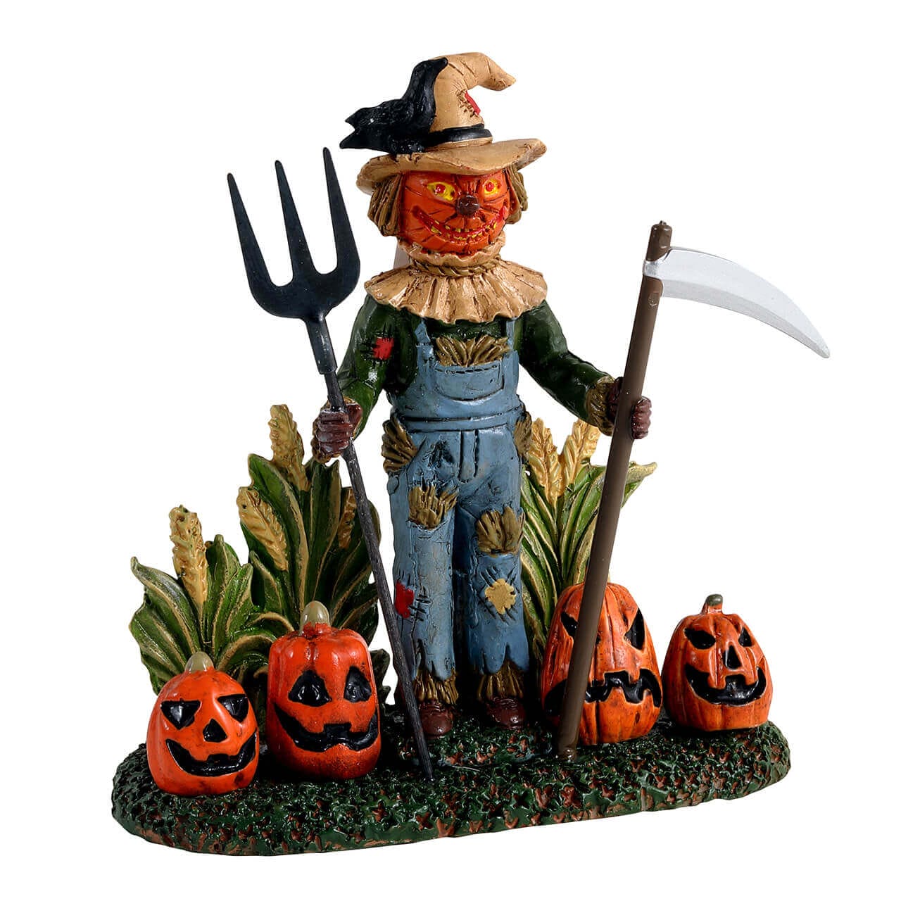 lemax-scary-scarecrow-pouvantail-halloween-avec-citrouilles image 2