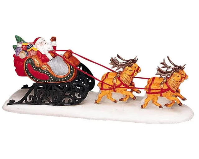 lemax-santa-s-sleigh-bound-figurine-p-re-no-l-et-tra-neau-village-miniature image 1