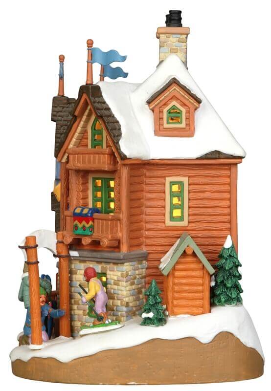 lemax-winter-ridge-ski-lodge-chalet-de-ski-miniature-lumineux image 2
